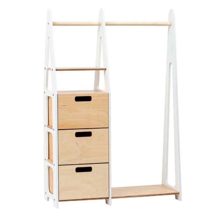 Duck Woodworks Shop Appendiabiti con Cassetti Rettangolari Bianco