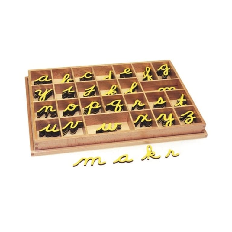 Alison's Montessori Small Movable Alphabet Cursive Yellow