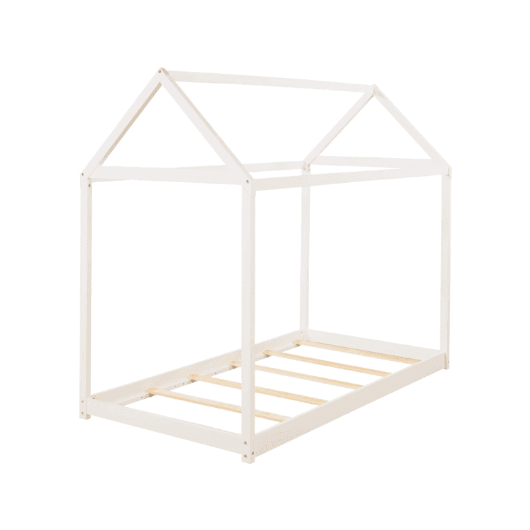 Meritline Twin Size House Bed Frame With Roof White