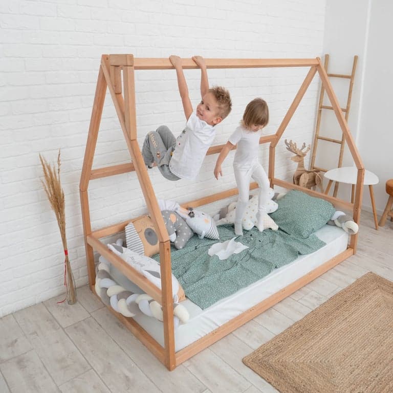 BusyWood House Floor Bed With Slats Model 1 Natural Crib