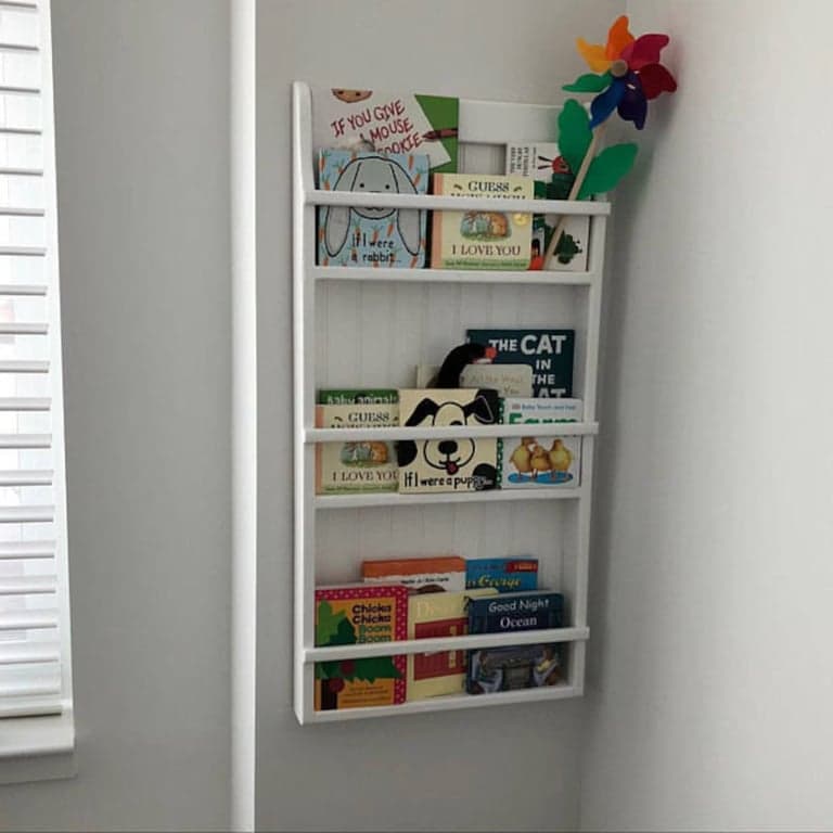 Appletree Woodcrafts Wall Hanging Bookshelf White No Plate Grooves