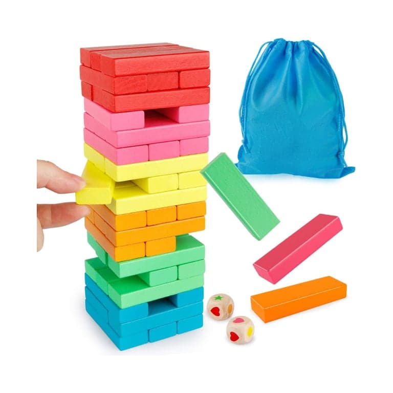 Coogam Wooden Blocks Stacking Game With Storage Bag