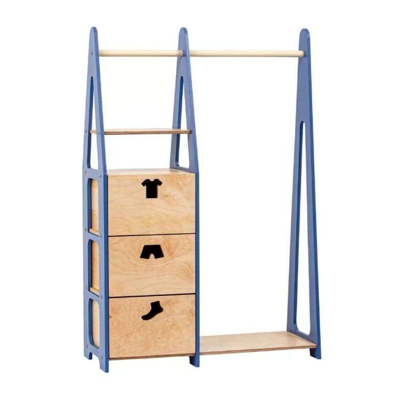 Duck Woodworks Shop Appendiabiti Con Fori A Forma Di Vestiti Cassetti Blu