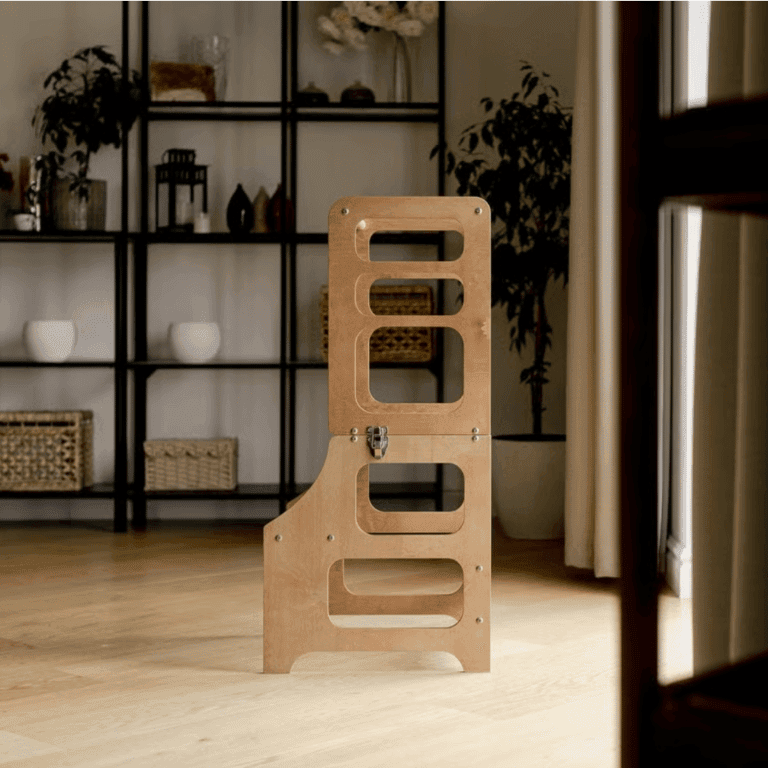 Duck Woodworks Shop Mid-Century Modern Torre per Bambini Convertibile Scandinava Naturale
