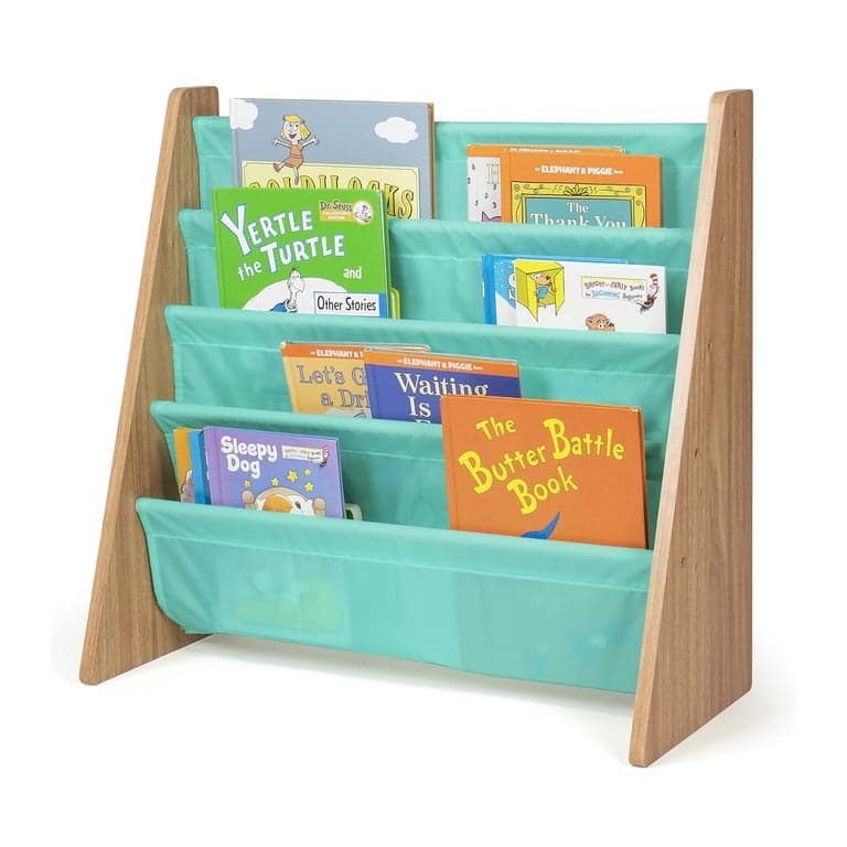 Humble Crew Front-facing Sling Bookshelf Seafoam Green/Natural