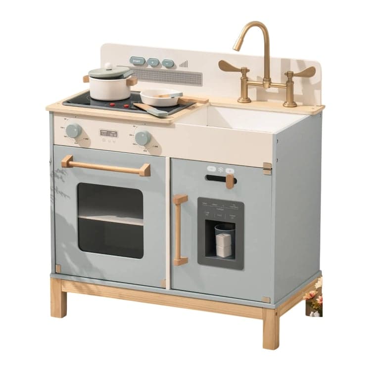 ROBUD Cucina Giocattolo in Legno per Bambini Montessori Blu