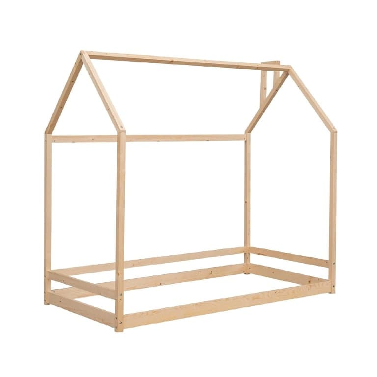 Bellmave Twin Size Floor House Bed Frame Natural