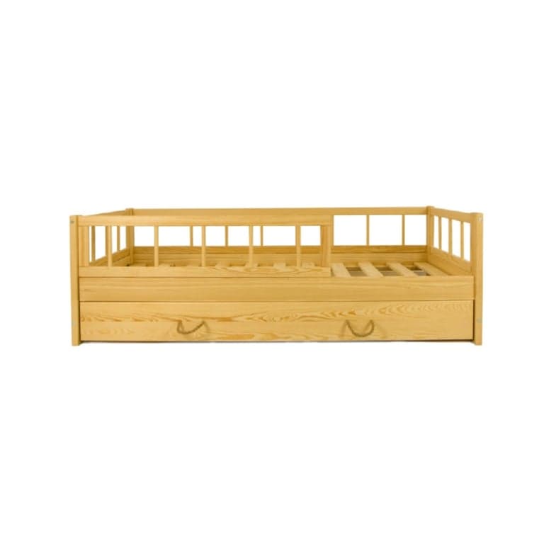 Merly Letto a Pavimento con Spazio di Archiviazione Naturale Dimensione per Bambini 160 x 80 cm