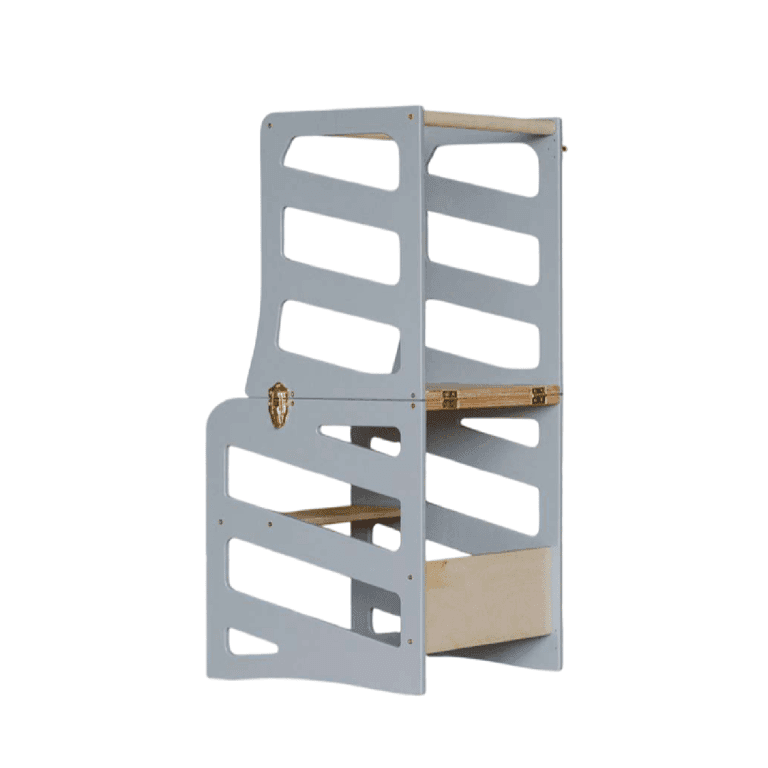 Weco Torre da Cucina 2-in-1 con Design a Strisce Grigio