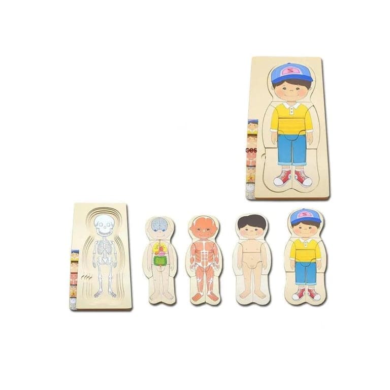 Seaside-Montessori Body Parts Wooden Puzzle Boy