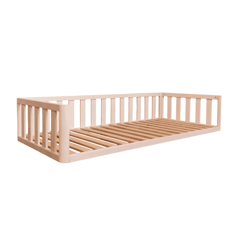 MandreleKids Letto a Terra Bianco Senza Sponde Anteriori Con Angoli Esterni Arrotondati Misura Twin