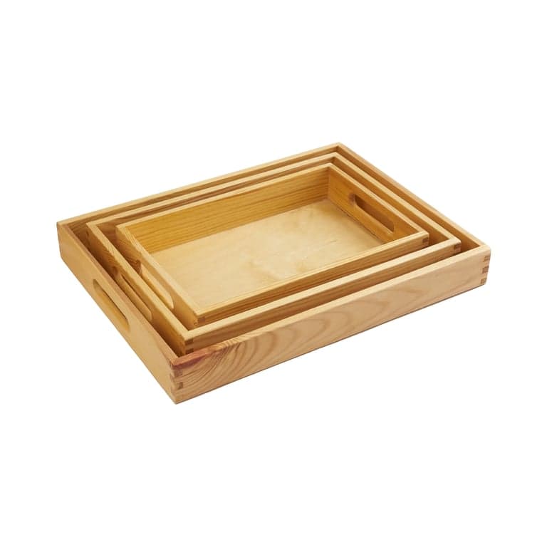 Wooden Freedom High Quality Set of 3 Sensory Trays With Linseed Oil and Beeswax
