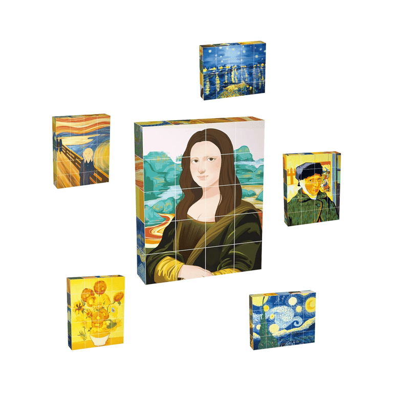 PicassoTiles Cube Puzzle Art Van Gogh Mona Lisa