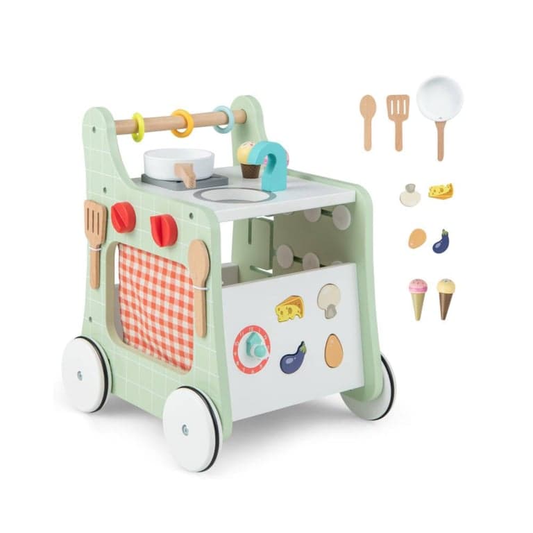 Costway 6-in-1 Wooden Baby Stroller Green