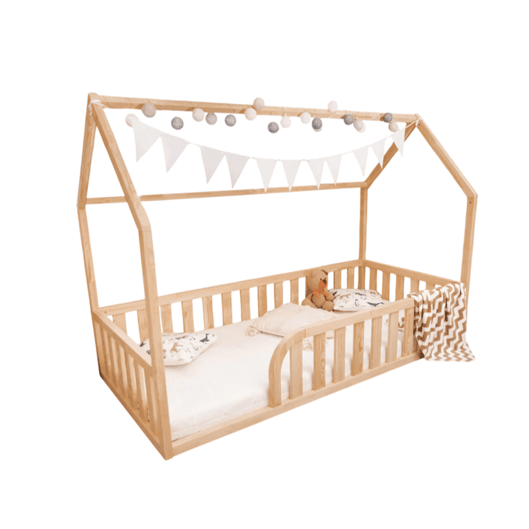 MandreleKids Letto a Pavimento Naturale con Apertura Arrotondata Misura Twin