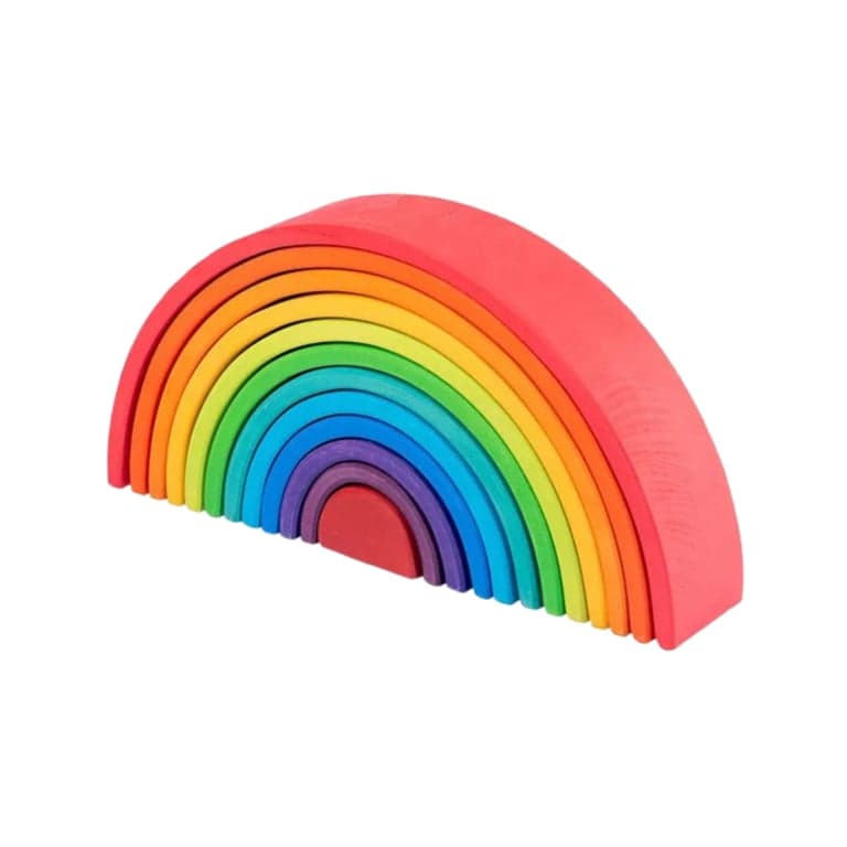 Seaside-Montessori Wooden Rainbow Wonder Blocks 12 Rainbow Bright Arcs Stacker