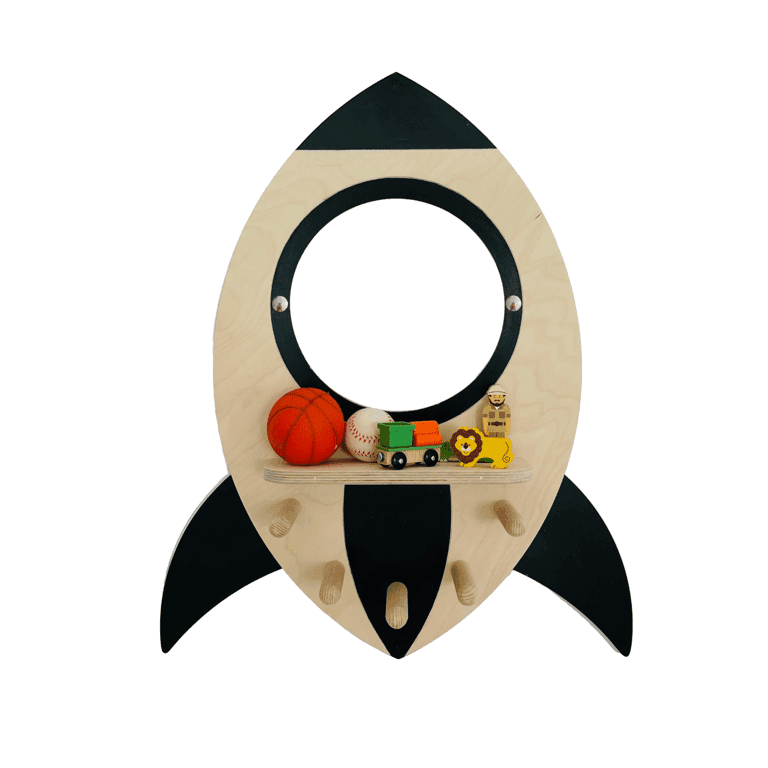 Simre Kids Self-Care Station Mirror Rocket Natural and Black