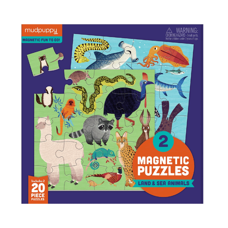 Mudpuppy Magnetic Jigsaw Puzzle Land and Sea Animals