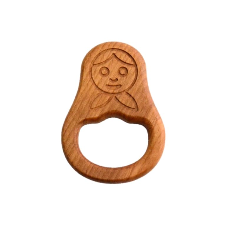 PoppyBabyCo Organic Wooden Teether Toy Doll Matreshka