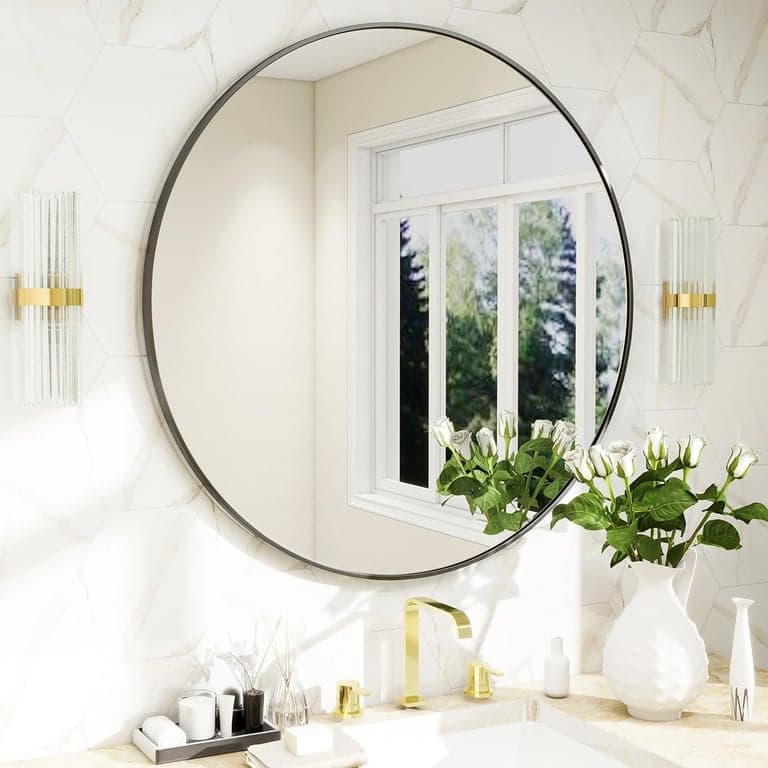 BeautyPeak Wall-Mounted Mirror 20 Inch Black