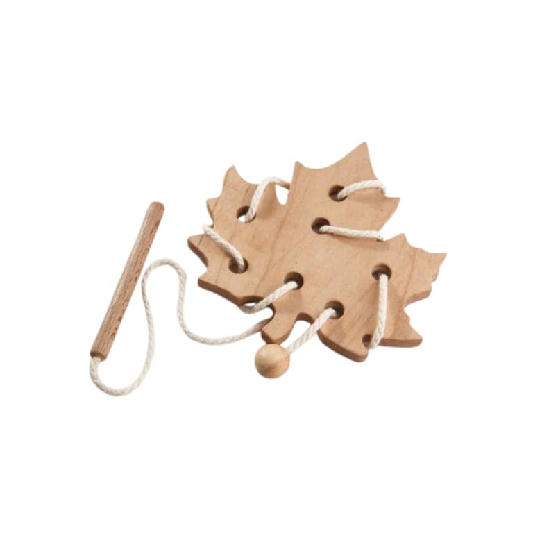 PoppyBabyCo Wooden Lacing Toy Maple Leaf