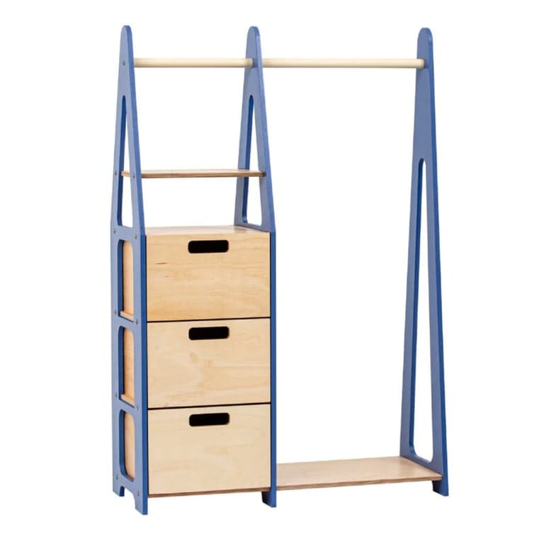 Duck Woodworks Shop Appendiabiti con Cassetti Rettangolari Blu