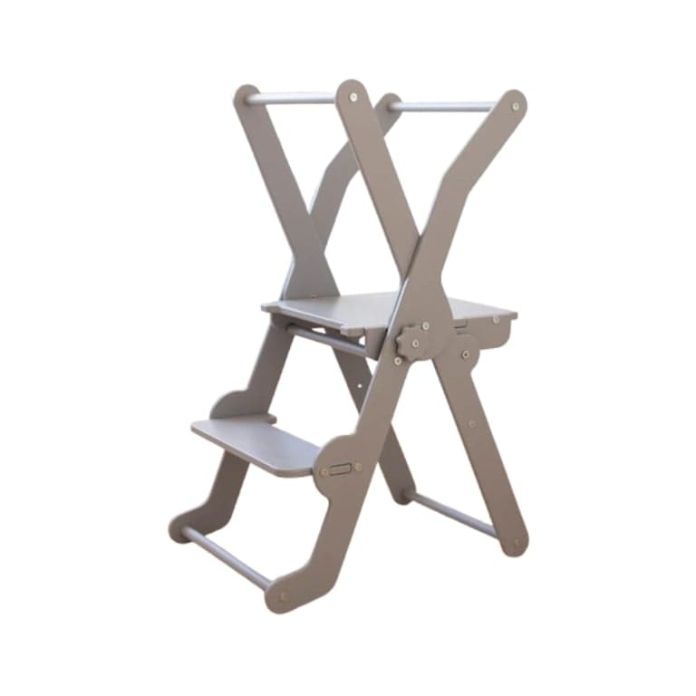 Wood and Hearts 2-in-1 Montessori Toddler Standing Tower Gray