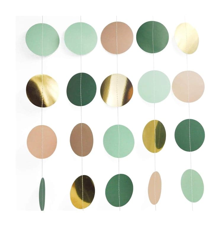 Nicrolandee Paper Garland Green Dots
