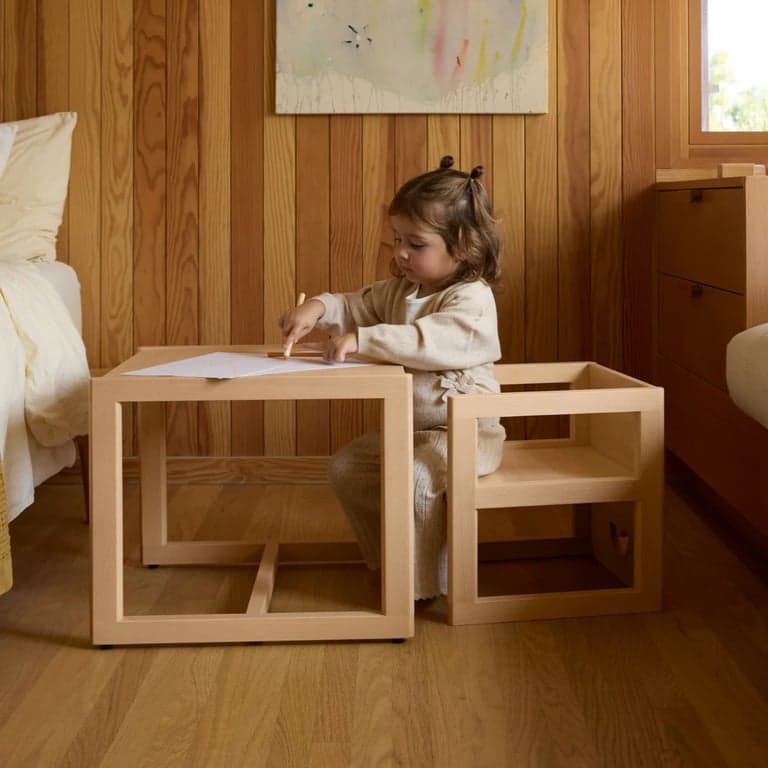 Piccalio Reversible Chair and Play Table Set Standard Natural Table and 1 Chair