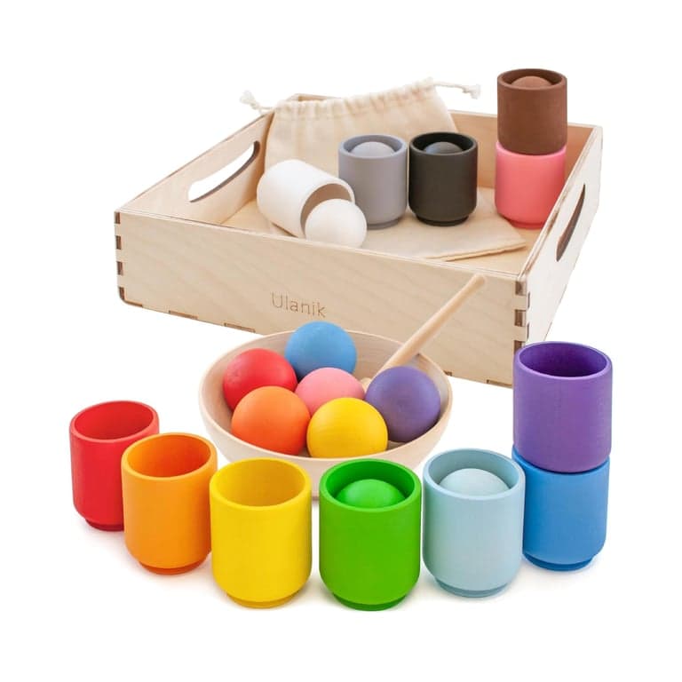 Ulanik Balls in Cups Color Sorting and Counting Toy Large
