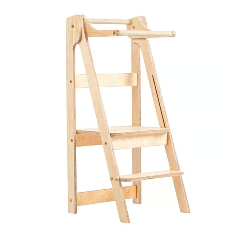Duck Woodworks Shop Torre per Bambini Pieghevole in Legno Naturale