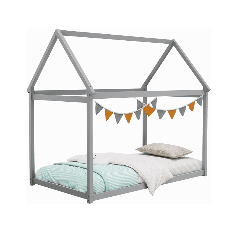 GORELAX Twin House Floor Bed Gray