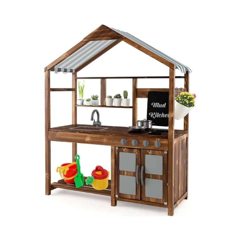 HONEY JOY Mud Kitchen With Canopy
