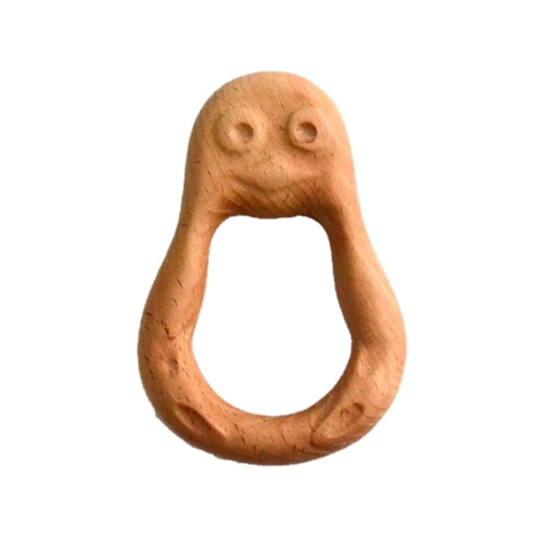 PoppyBabyCo Organic Wooden Rattle-Teether Penguin