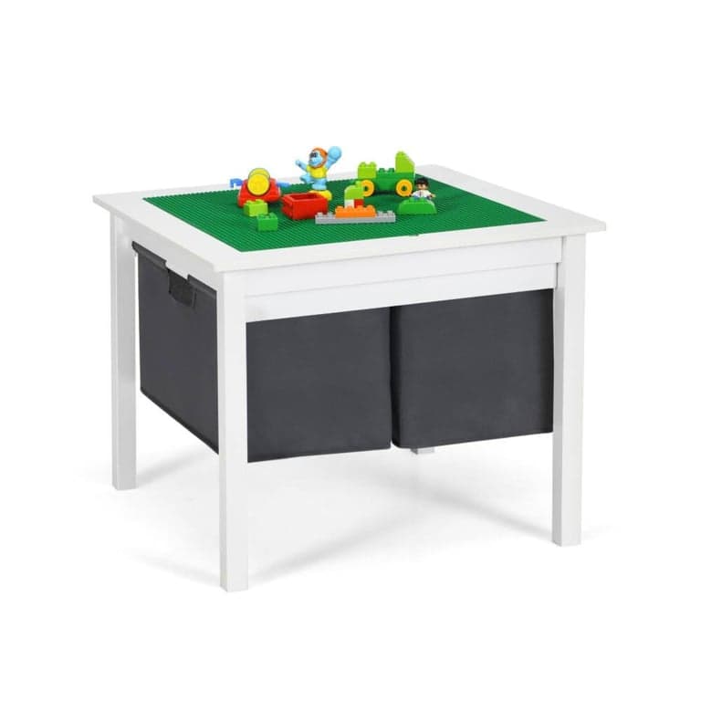 Costway 2-in-1 Double-Sided Activity Building Block Table With Drawer
