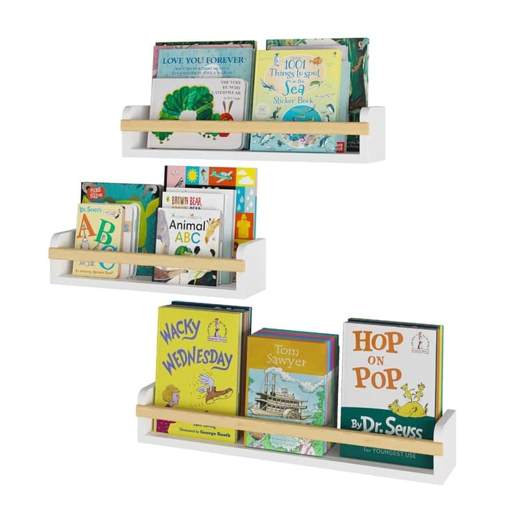 Wallniture Utah Floating Bookshelves Set of 3 White