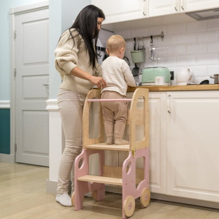 Family SCL Car Toddler Tower Natural Pink