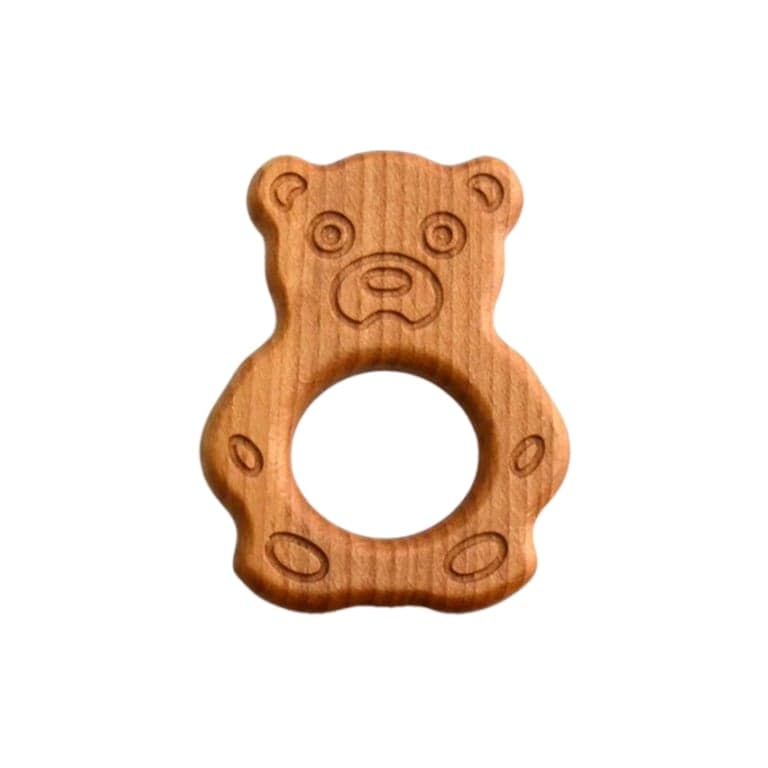 PoppyBabyCo Organic Wooden Teether Toy Bear