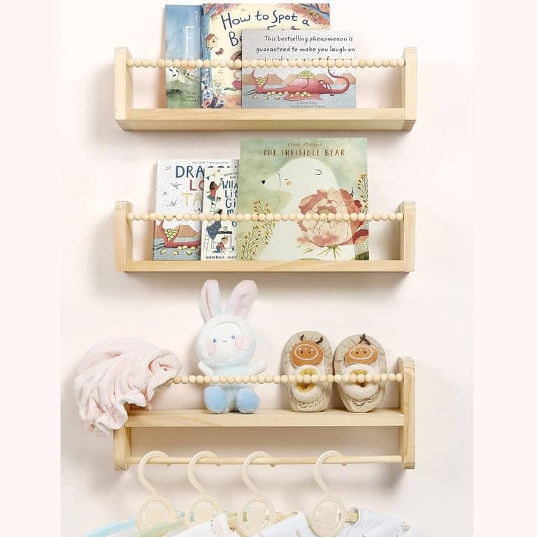 Maxpeuvon Hanging Bookshelf Natural Set of 3
