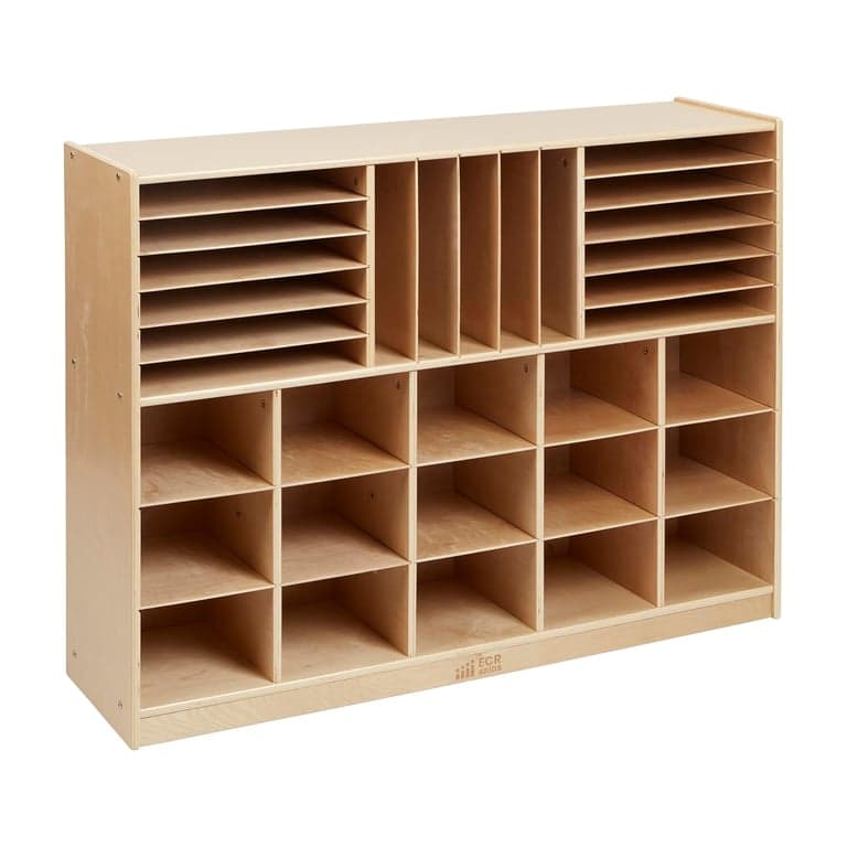 ECR4Kids Multi-section Mobile Storage Cabinet Natural