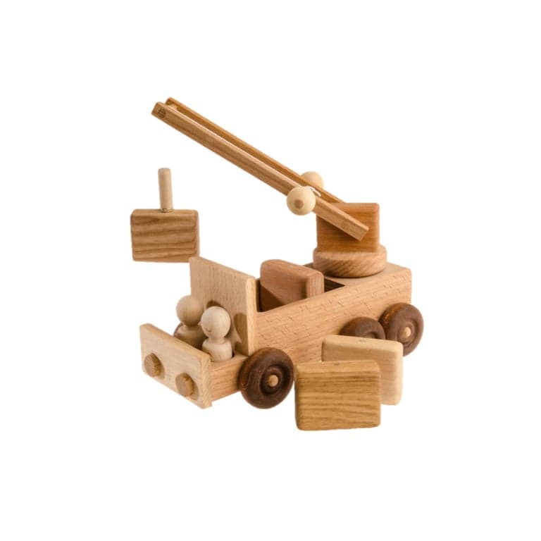 PoppyBabyCo Wooden Crane Truck Toy